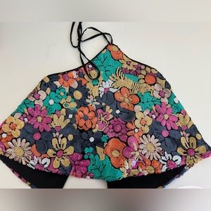 Lovers and friends sequin flower halter top